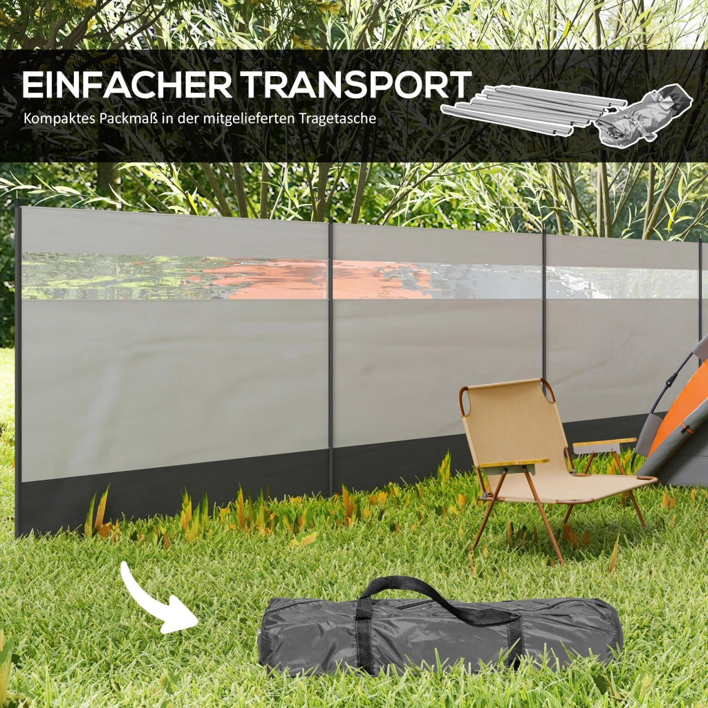 Paravento da giardino con finestra e borsa ¨C zephmum ¨C grigio 725x140cm