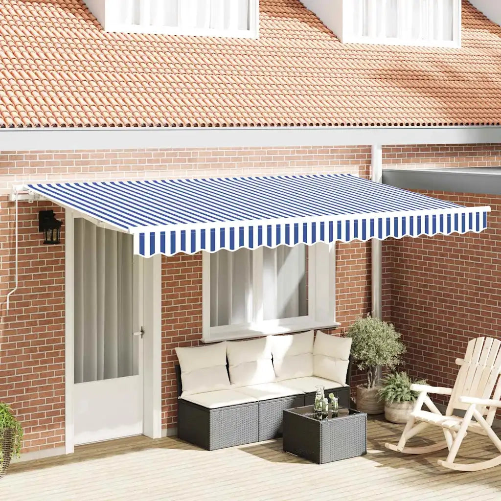 vidaXL Tenda Retrattile Blu e Bianco 400 x 200 cm
