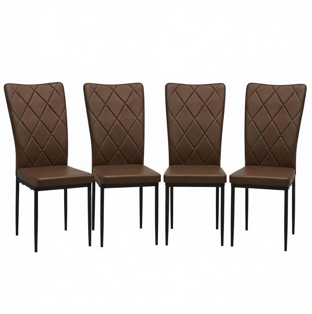Set di 4 sedie da pranzo in similpelle marrone scuro