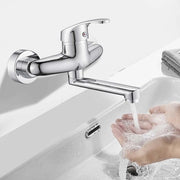 Wandmontata spina da cucina a 360 gradi, miscelatore da cucina a parete con vasca di scarico e rubinetto girevole, rubinetto da cucina con vasca di scarico e uscita rettilinea 16 cm
