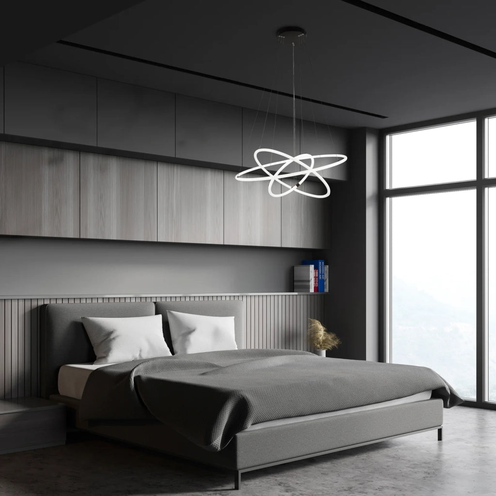 Lampadario Moderno Revolve Acciaio Bianco Policarbonato Nero Led 59,81W 3000K