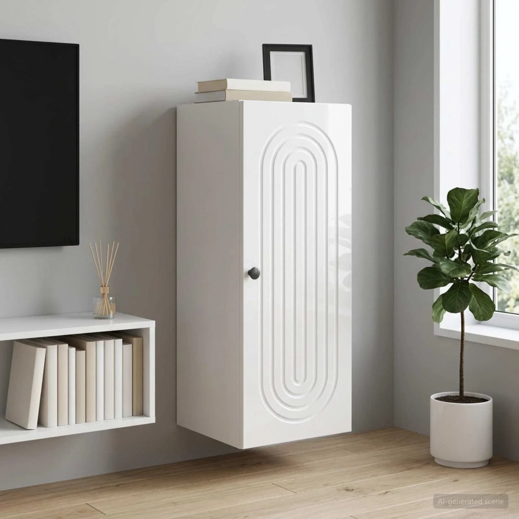 Mobiletto a muro Bianco Lucido 33 x 34,5 x 90 cm 898079