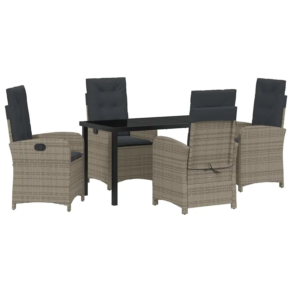 Set da Pranzo per Giardino con cuscino 5 pcs Grigio polyrattan 3380276