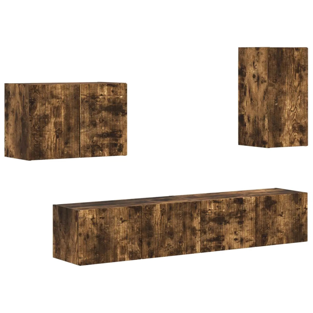 Set di Mobiletto da TV a Parete 4 pcs Rovere fumé 3408939