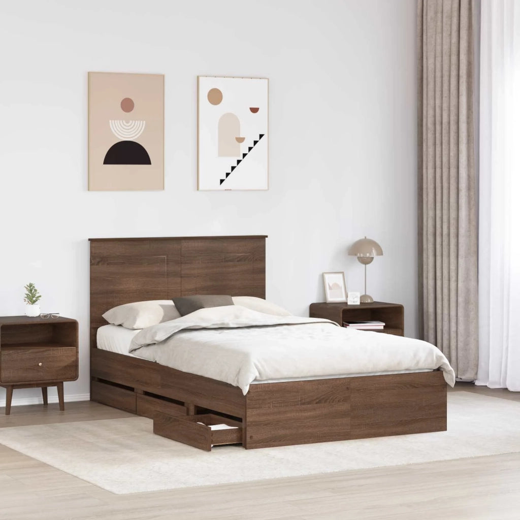 Struttura del letto con cassetto Rovere Marrone 120 x 190 cm