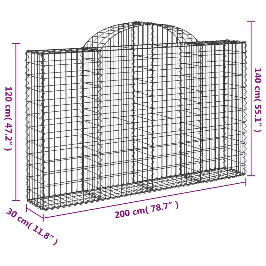 Cesti Gabbioni ad Arco 3 pz 200x30x120/140 cm Ferro Zincato 3146132