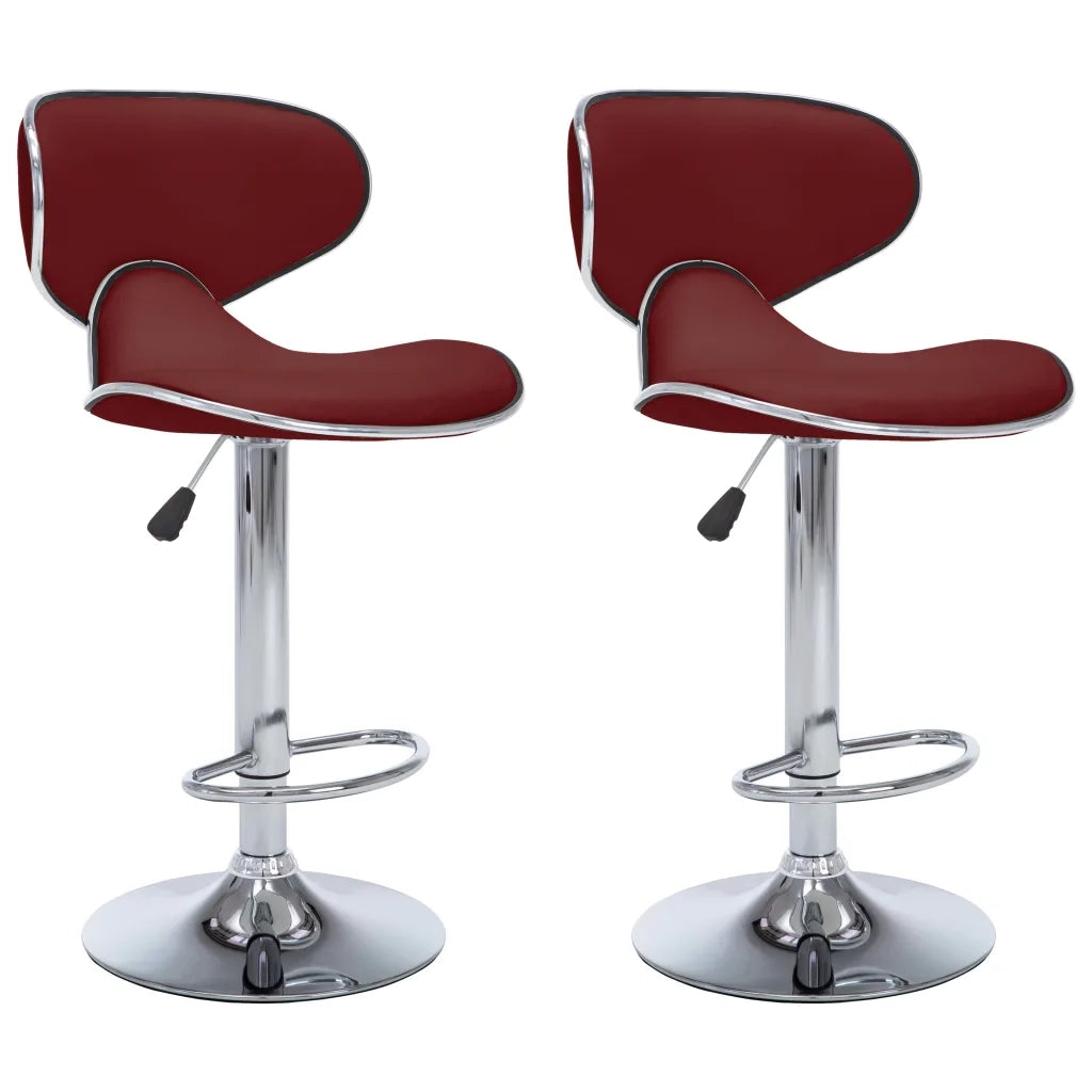 323649  Bar Stools 2 pcs Wine Red Faux Leather
