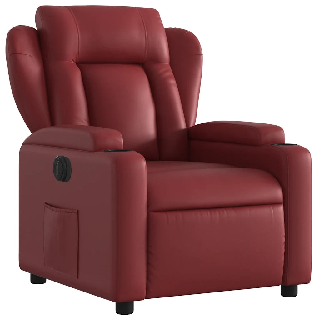Poltrona Reclinabile Elettrica Rosso Vino in Similpelle 3204534