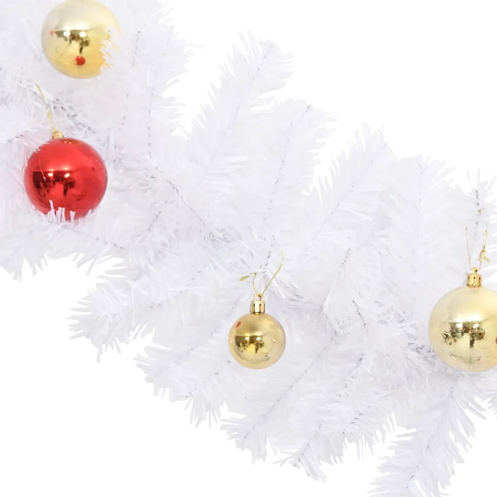 Ghirlanda di Natale Decorata con Palline Bianca 5 m CFW6795672