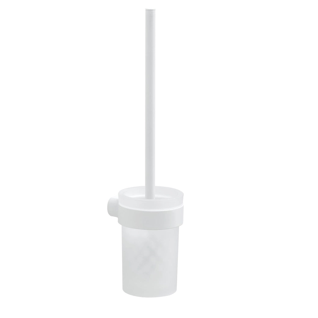 Scopino WC con ciuffo in setole da muro in ottone e Cromall PI33-03 Gedy serie PIRENEI Bianco Opaco