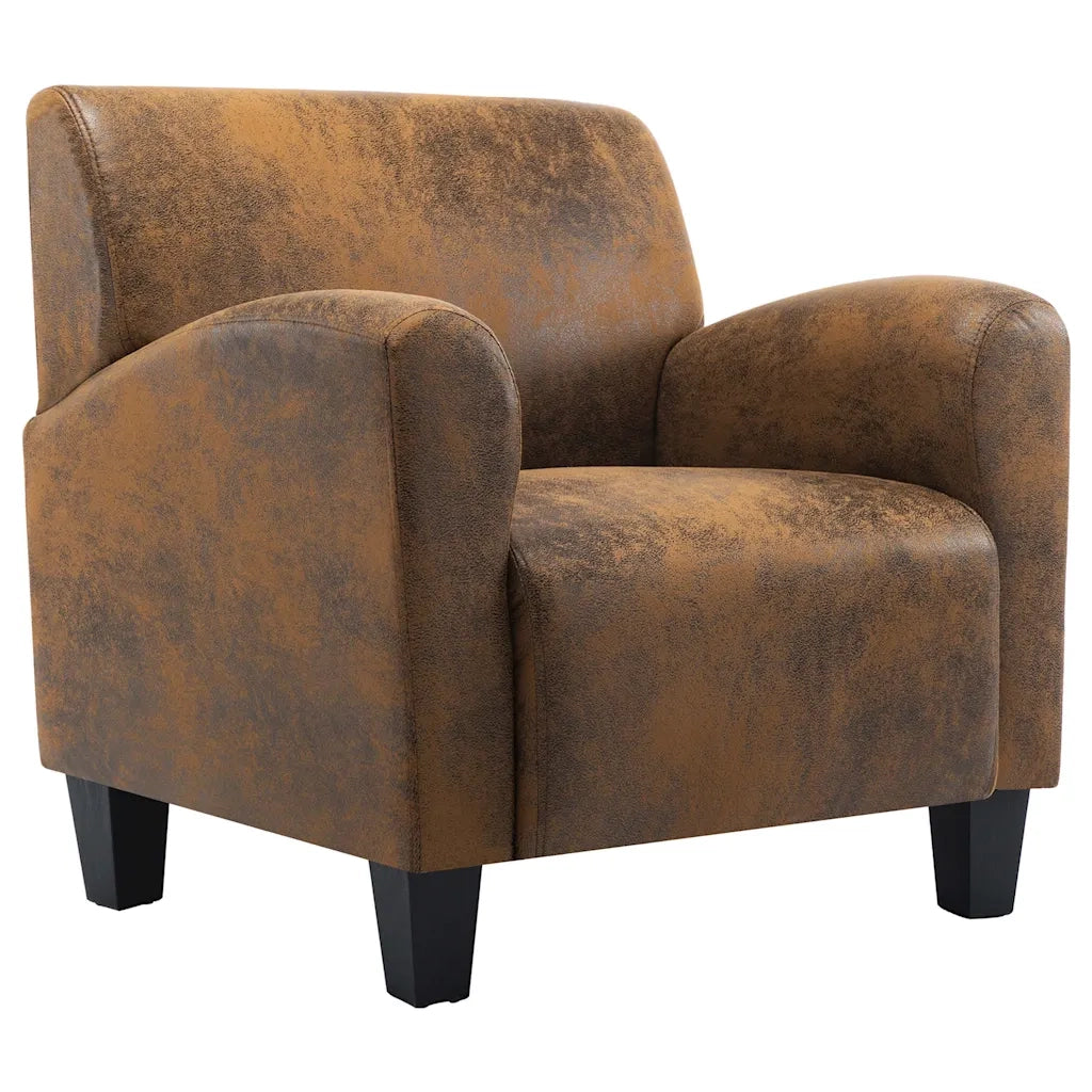 Poltrona-Divano Sedia-Sofa-Divanetto Marrone 70x69x72 cm Similpelle Scamosciata