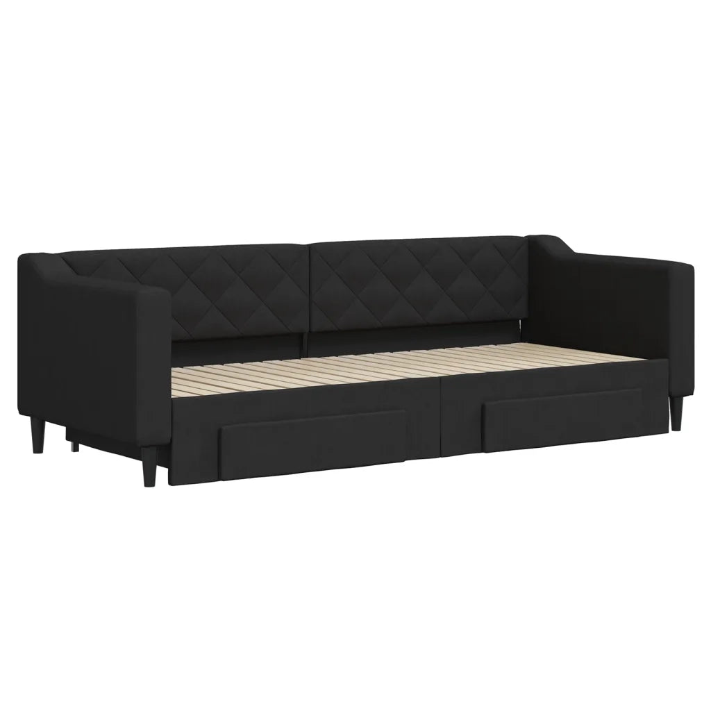 Divano Letto Estraibile con Cassetti-Sofa Letto-Daybed Nero 80x200 cm in Tessuto 708357
