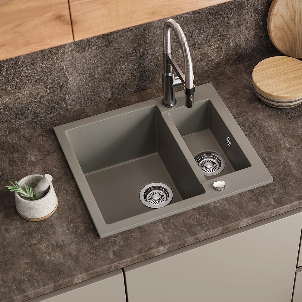 Bergström Lavello Calcestruzzo 58 x 50 cm con 2 lavelli