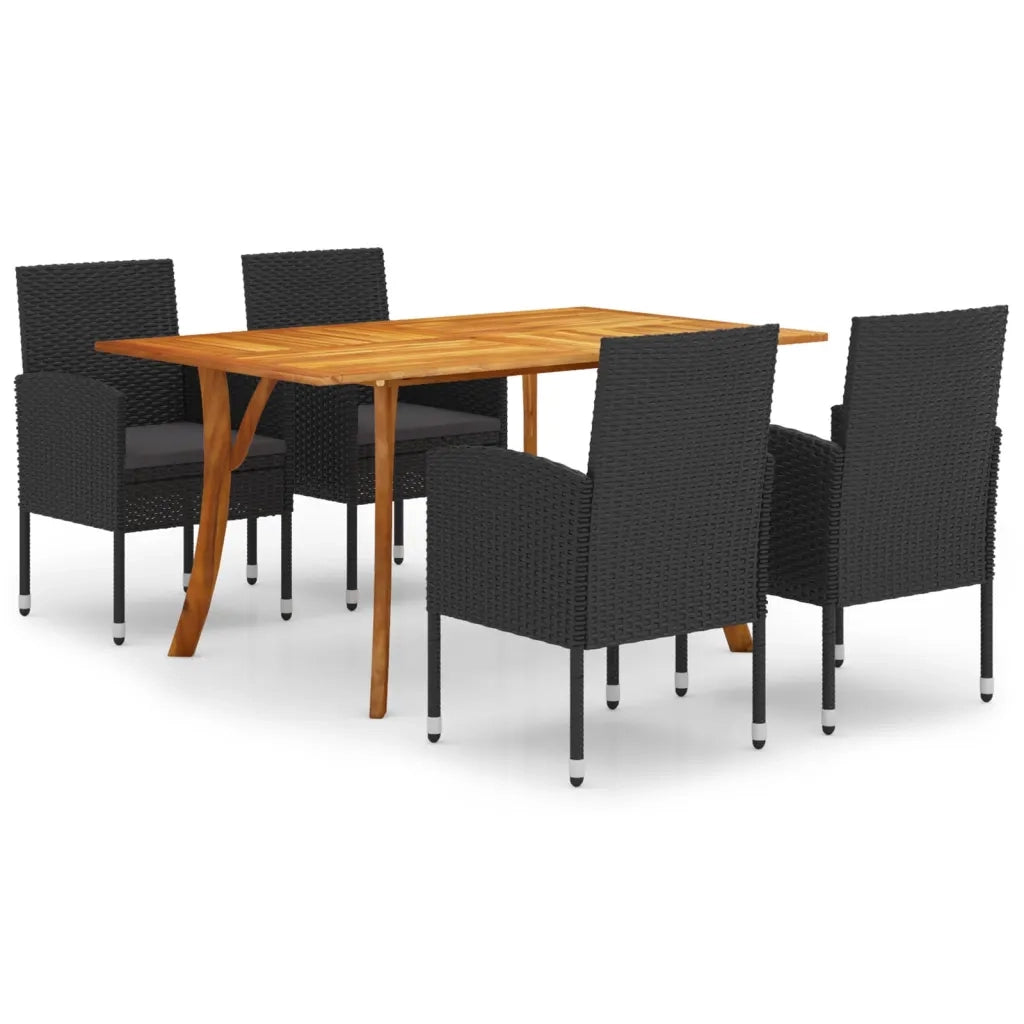 Set Mobili da Pranzo per Giardino 5 pz Nero cod mxl 41339