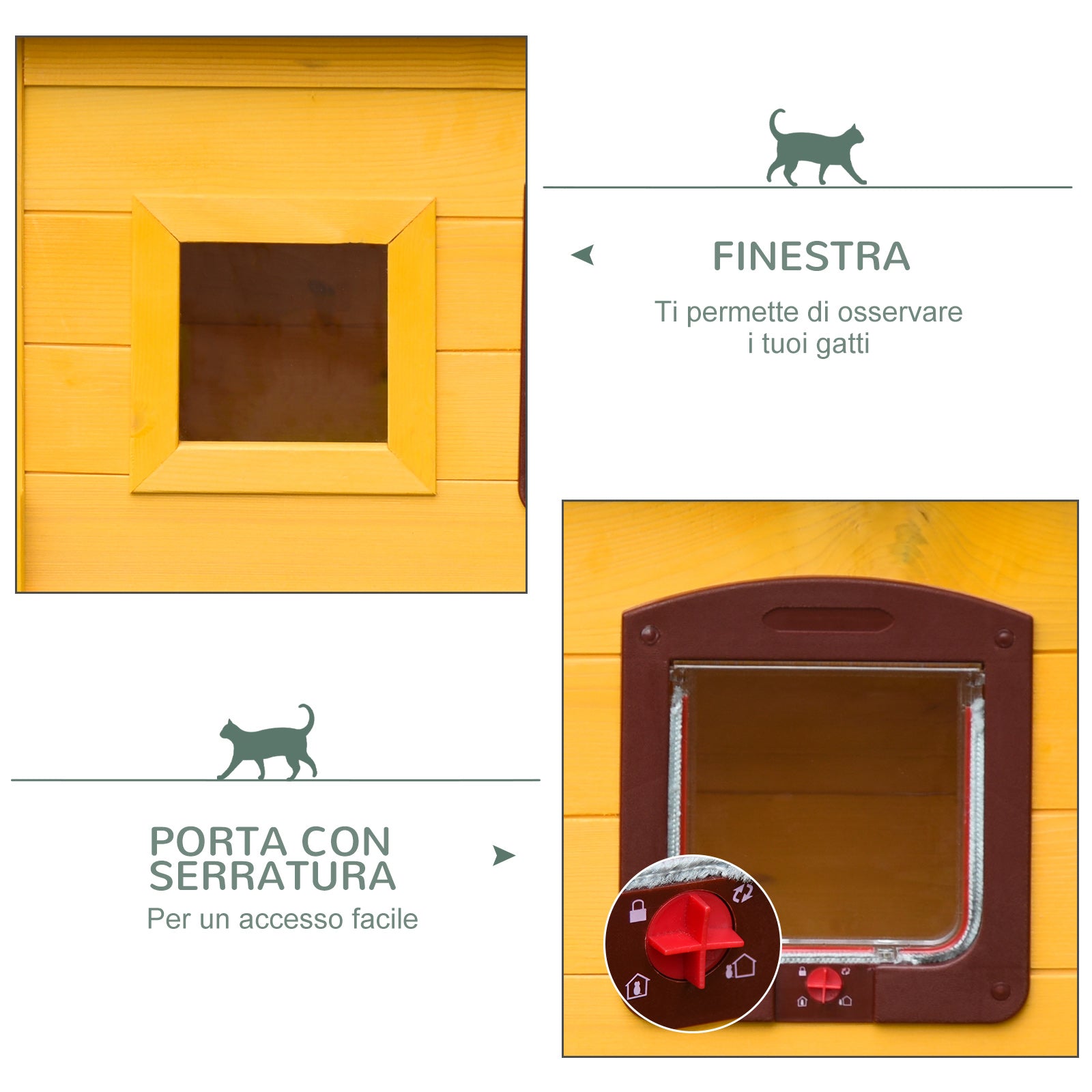 Cuccia Casetta per Animali Domestici in Legno di Abete 70x51.5x60 cm