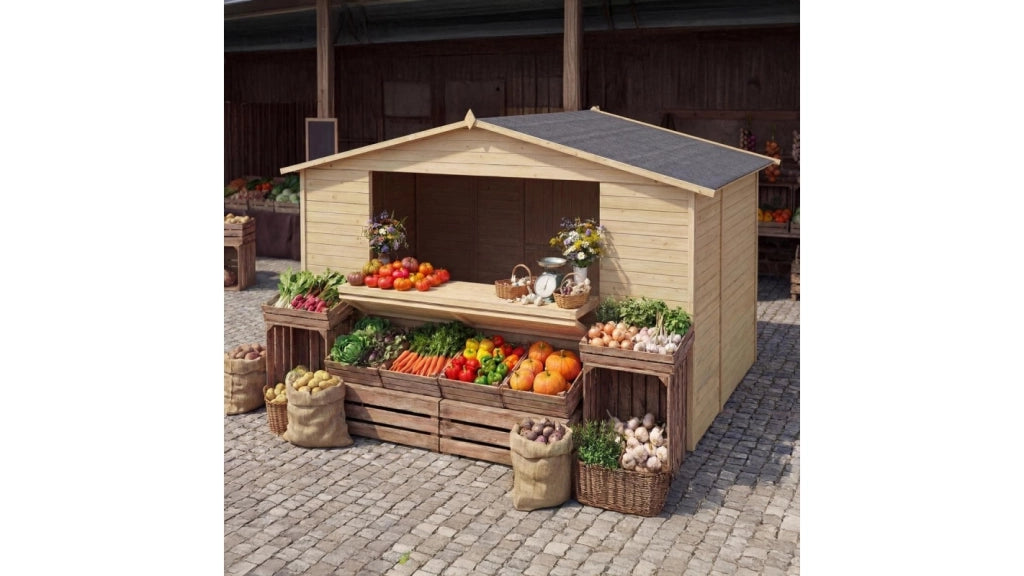 Chiosco per mercatini 9.42 m2 - 3.11x3.03 m - 19 mm - DOM607 - ALTANKA