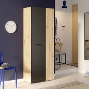 Armadio multiuso tuttopiani Teodoro 2 ante rovere con anta nera 69x36.5x181H