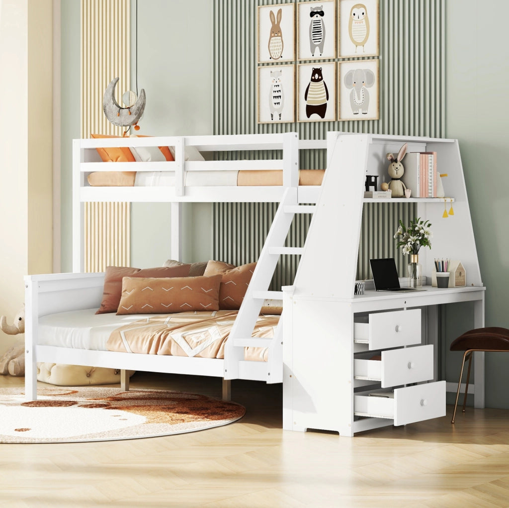 Letto a castello per bambini 90x200/140x200 cm con scrivania