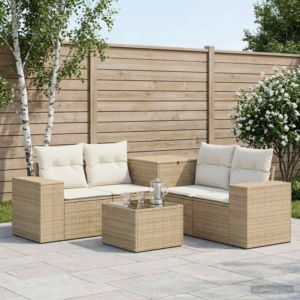 Set di divani 6 pz Beige e Bianco Crema 3447576