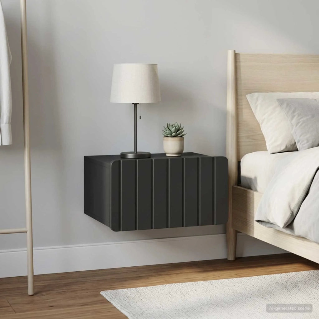 Mobiletto da notte a muro 2 pcs Nero 49 x 34,5 x 24 cm 898278