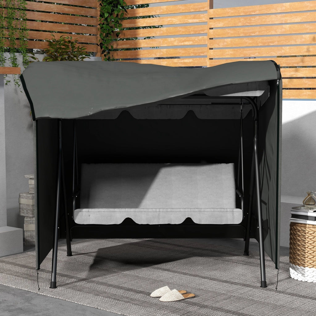 Copertura protettiva per dondolo da giardino 3 posti, impermeabile e resistente ai raggi UV, 177x114x152 cm, grigio scuro