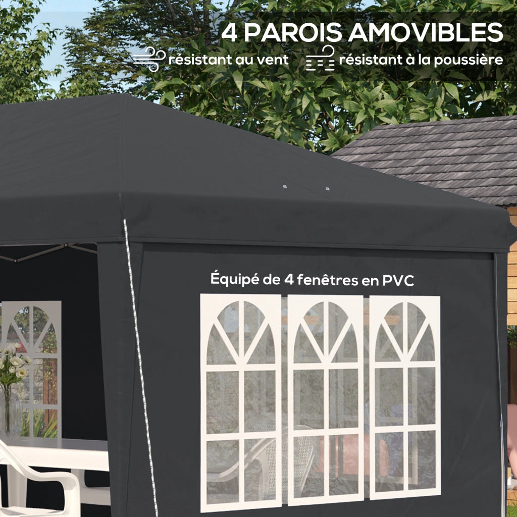 Tendone da giardino pieghevole 3x6 m ¨C zephmum ¨C nero