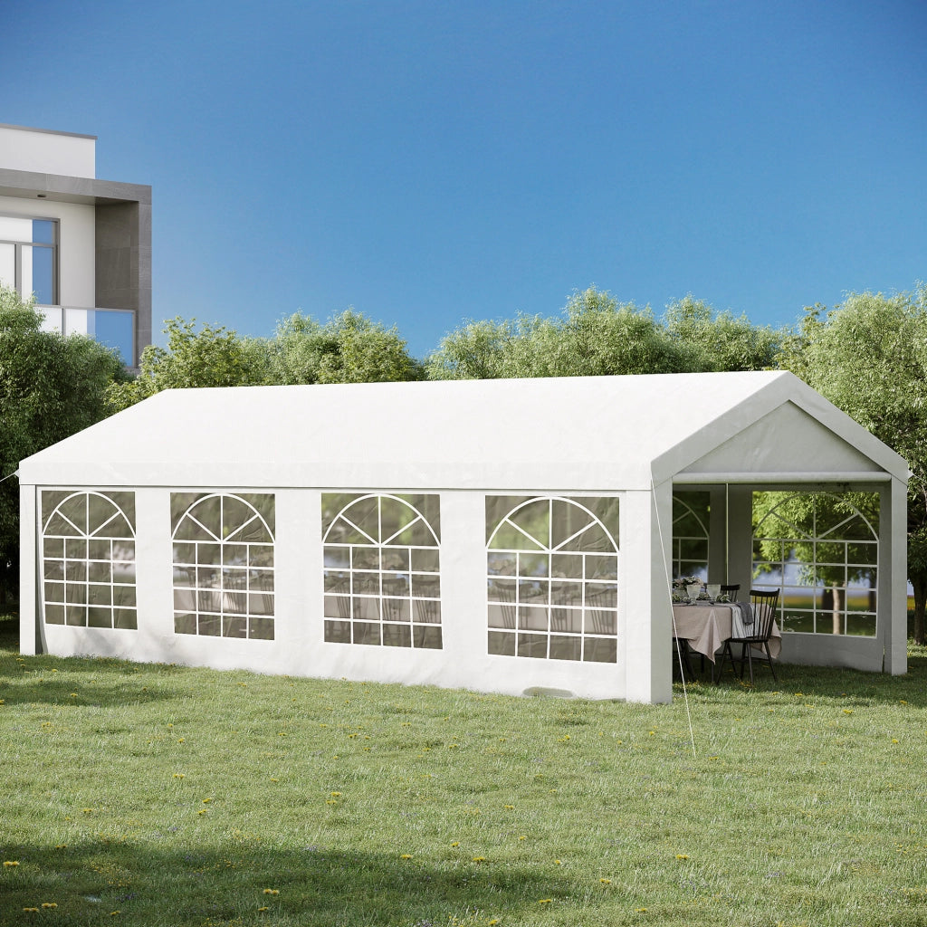 Tenda da giardino esterna 4x8m ¨C zephmum ¨C 8 finestre acciaio galvanizzato bianco
