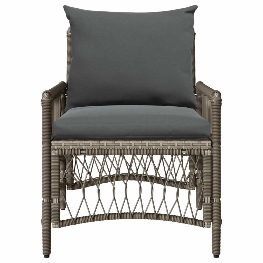 Sedia da Giardino | Sedie da Esterno con cuscino Grigio 73 x 61 x 77 cm polyrattan