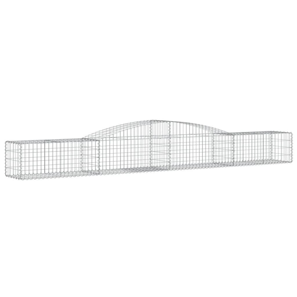 Set di 8 gabbioni ad arco per recinzione gabbia o muro di contenimento 400 x 50 x 40/60 cm ferro zincato argento 02_0041235