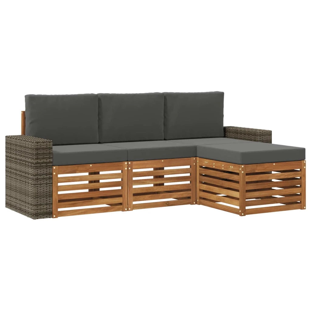 Set di divani da esterno 4 pz Naturale e Antracite 3384218