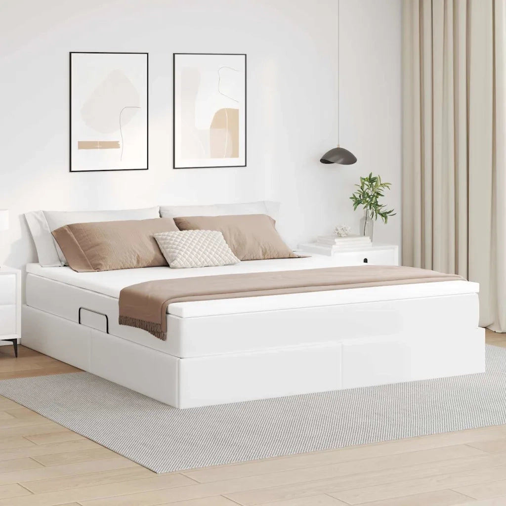 Letto con contenitore e materasso Bianco 160 x 200 cm