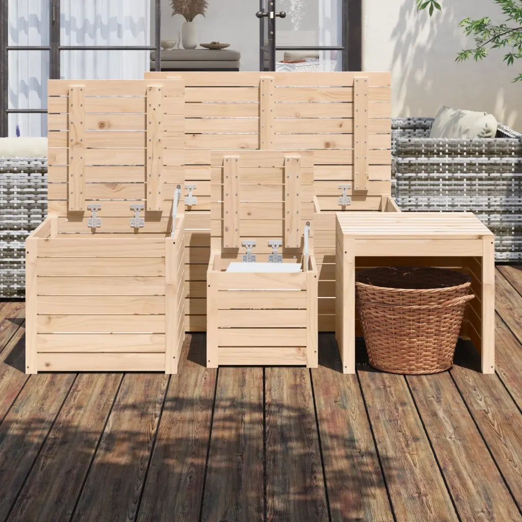 Set Cassette da Giardino 4 pz in Legno Massello di Pino 3154666