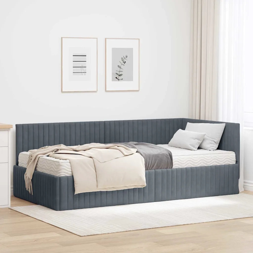 Struttura Letto Angolare con Materasso 2 pz-Giroletto con materasso Grigio Velluto 391711