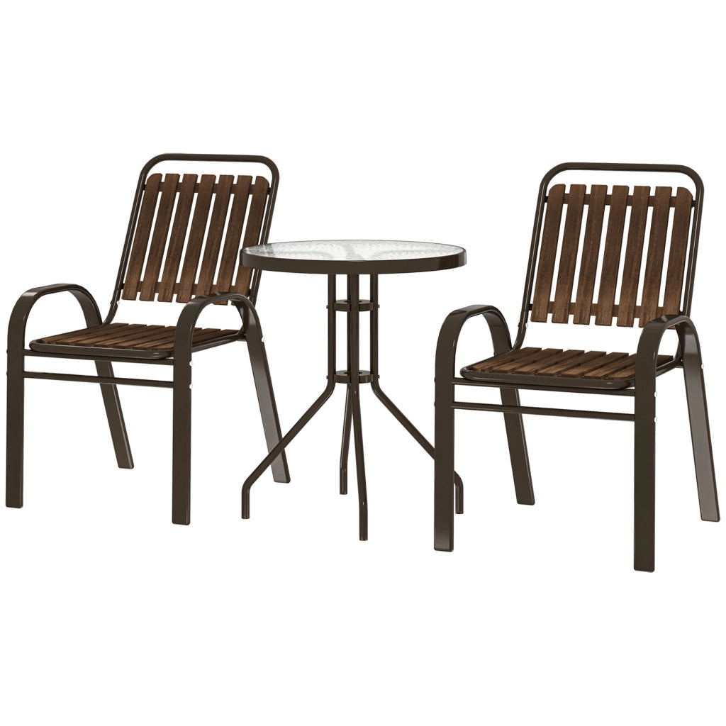 Set Giardino Esterno 3 Pezzi con 2 Sedie Pieghevoli e Tavolo Rotondo in Vetro ¨C Zephmum ¨C Grigio
