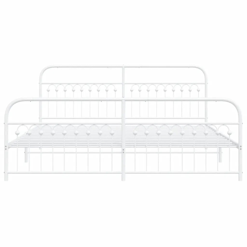Giroletto con Testiera e Pediera Metallo Bianco 193x203 cm 376673