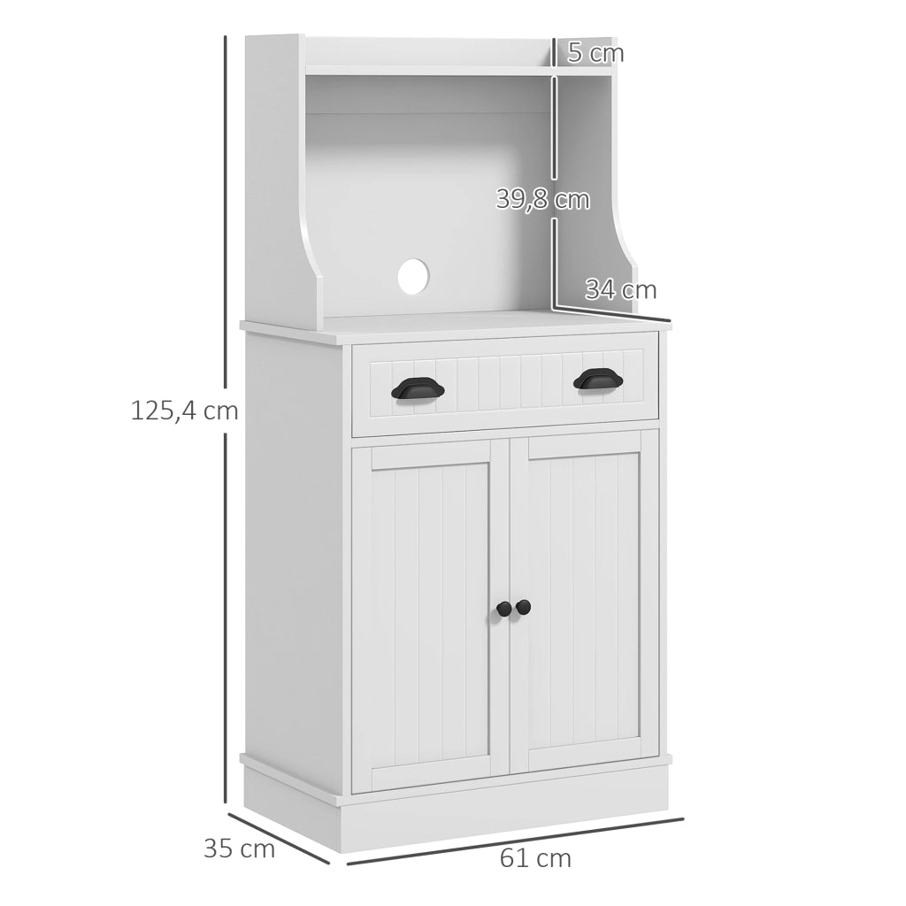 Mobile per cucina con microonde armadio 1 cassetto 2 ante ¨C zephmum ¨C bianco 61x35x125 cm
