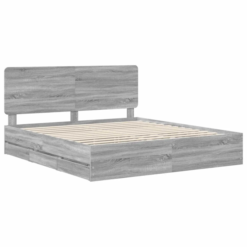 Struttura del letto con cassetto Grigio Sonoma 180 x 200 cm 3412572