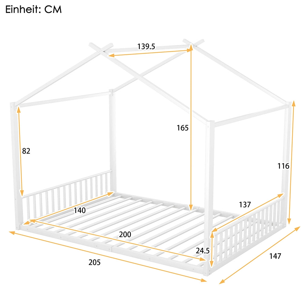 Letto a castello per bambini - Xylo - 140x200 cm - Bianco - Struttura in ferro senza materasso