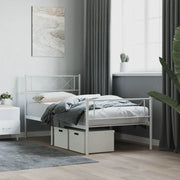 Giroletto con Testiera e Pediera-Struttura Letto Metallo Bianco 80x200 cm 912657