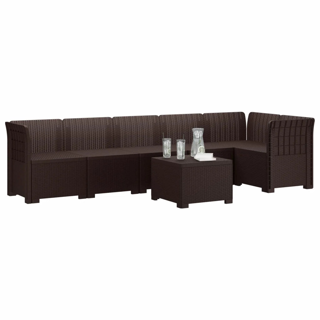 Divano da Giardino 6 Posti Aspetto Rattan PP Marrone 3444103