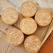 Trade Shop - Set 4 Pezzi Timbri Effetto Legno Happy Birthday Timbro Doppio Tampone -