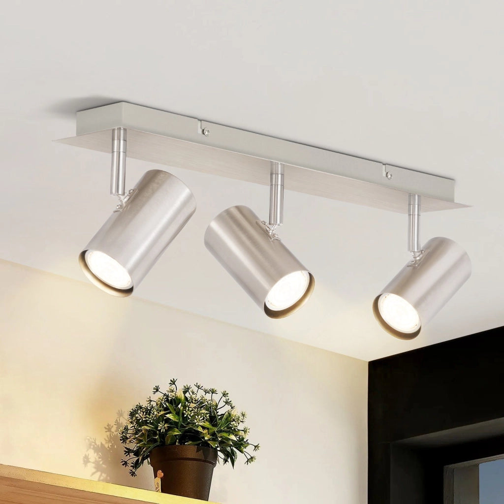 ZMH Lampada da soffitto 3 faretti GU10 nichelati orientabili 330° per corridoi camere letto cucine uffici