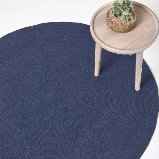 Tappeto di pavimento a mano intrecciato in blu scuro, 150 cm a rasoio
