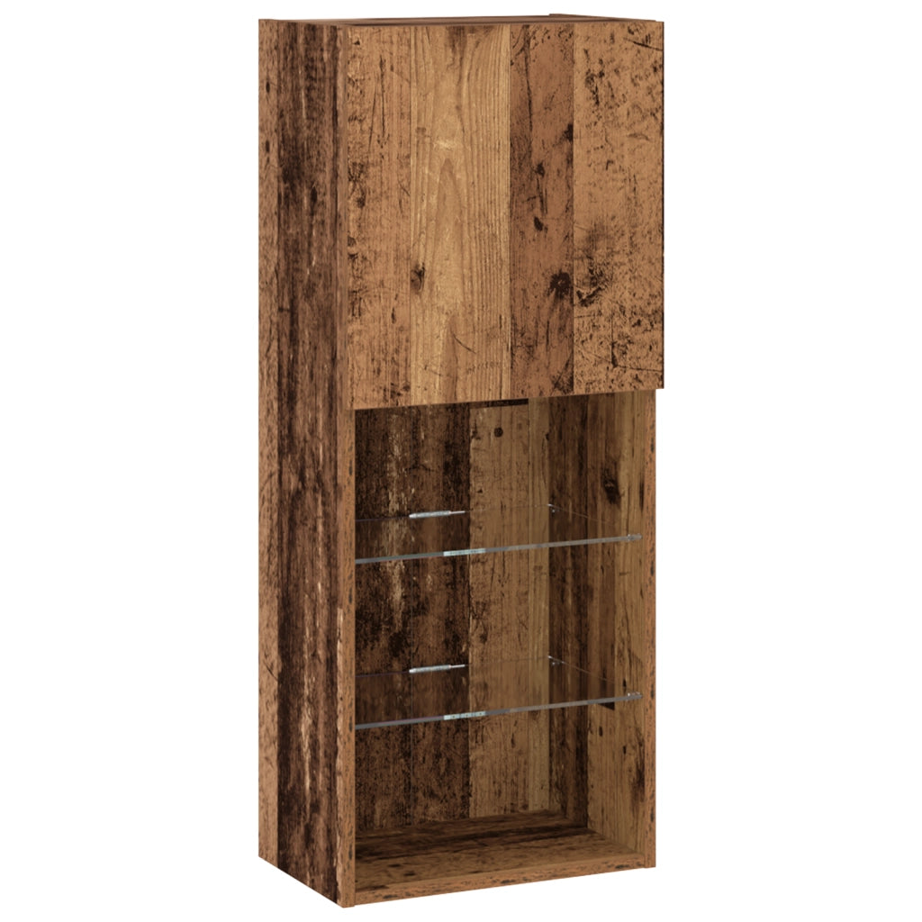 Mobile TV  con luci LED Legno invecchiato 40.5x30x102 cm