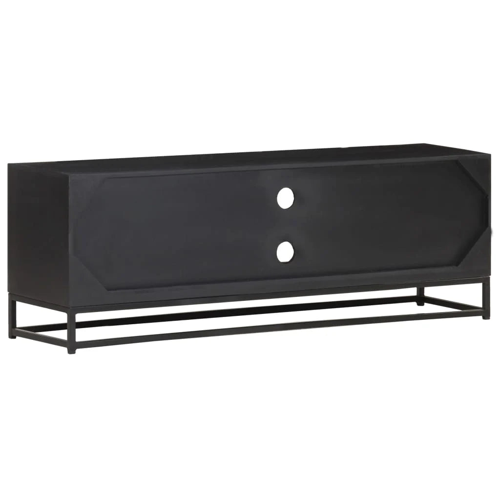 Mobile TV multimediale scaffale TV credenza mobile TV sala da pranzo soggiorno camera da letto 120 x 30 x 40 cm legno massello di mango nero 02_0025835