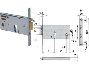 ELETTROSERRATURA DA INFILARE PER FASCE MM.77 H 1435- - mm.90 (14351900) frontale mm.20 - 1 pezzi CISA