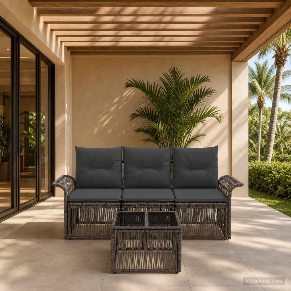 Set Divano da Giardino 4 pz Grigio polyrattan 3434750