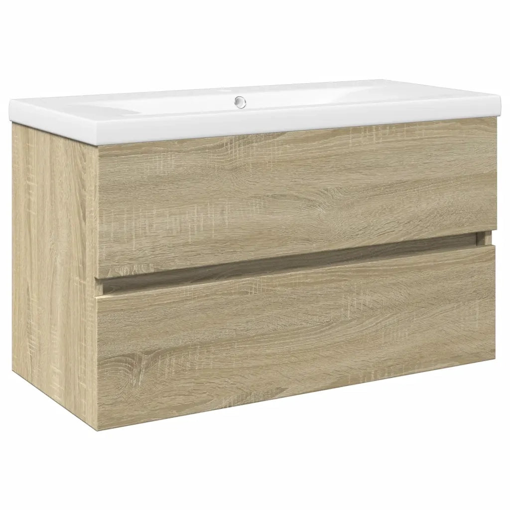 Set Mobili da Bagno | Armadio da bagno 2 pz in Ceramica e Legno Multistrato