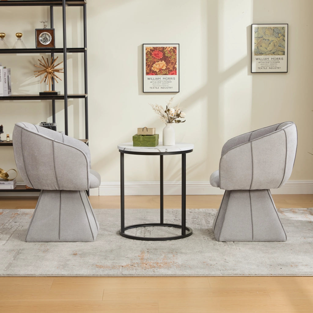 Poltrona girevole in tessuto Chenille grigio, design ergonomico con schienale alto, 1 collo
