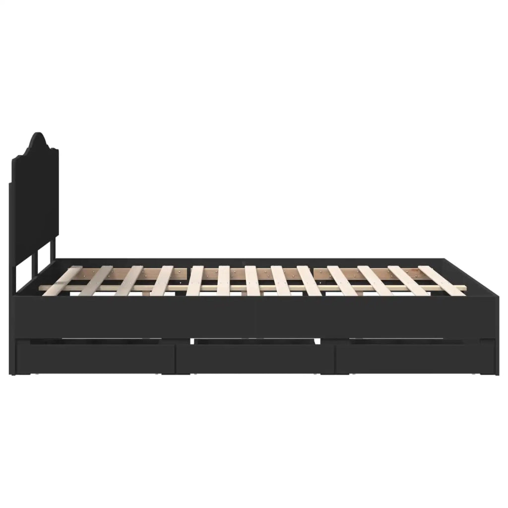 Struttura del letto-Giroletto Nero 150 x 200 cm Legno Ingegnerizzato 702011